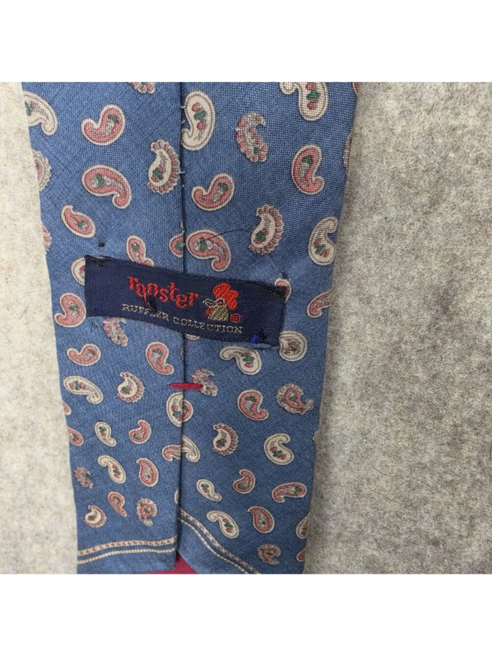 Rooster Mens Silk Necktie Blue Paisley Design All Silk Narrow Classic Style